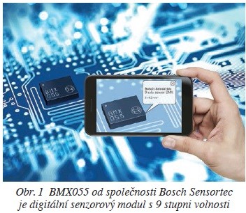 Obr. 1 BMX055 od společnosti Bosch Sensortec je digitální senzorový modul s 9 stupni volnosti